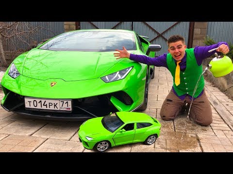 Mr. Joe found Toy Car w/ Watered Magic Water Toy Car & He Grew Up in Lamborghini Huracan for Kids