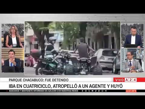 🚨 IBA EN CUATRICICLO POR PARQUE CHACABUCO, ATROPELLÓ A UN AGENTE POLICIAL Y HUYÓ