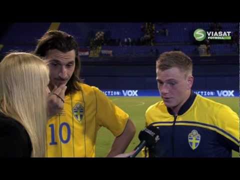 Zlatan Ibrahimovic and John Guidetti Interview after Croatia vs Sweden (2012.02.29)