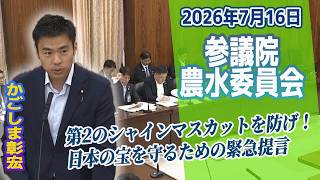 【7月16日】 農水委員会 かごしま彰宏の質疑　国民民主党