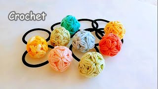 Crochet Hair tie - jasmine stitch ball