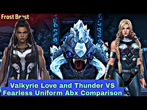 Valkyrie Love and Thunder VS Fearless Uniform Abx Comparison - Marvel Future Fight