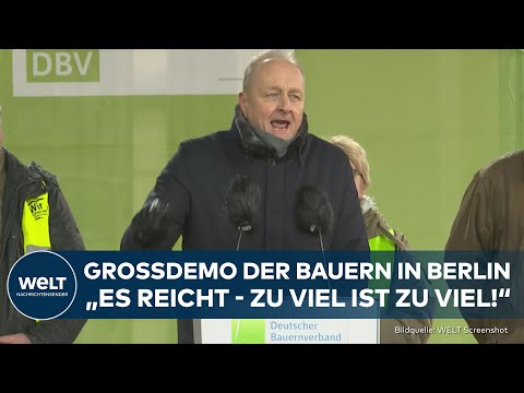 BAUERN-PROTESTE: Bauernpräsident Joachim Rukwied hält Rede in Berlin vor dem Brandenburger Tor