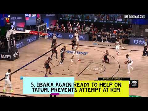 Raptors' Ibaka playing help defence in R2G4 against Celtics, Sept. 5, 2020