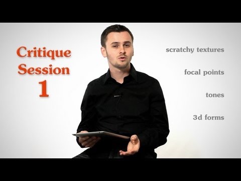 講評会1 - スクラッチ性のあるテクスチャ、フォーカルポイント、トーン、3Dフォーム (Critique Session 1 - Scratchy textures, focal points, tones and 3d forms)