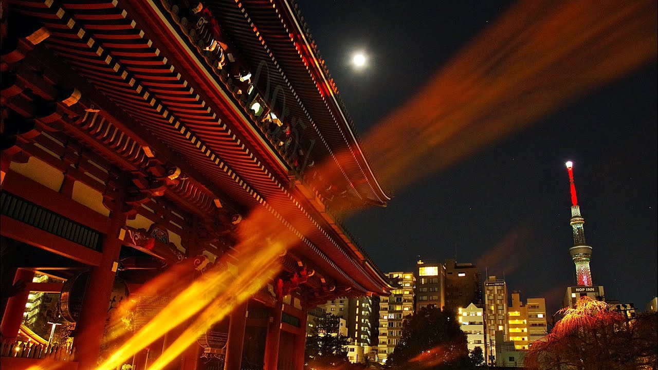 満月　浅草寺　宝蔵門　五重塔　ライトアップ　★　2025年12月5日　ASAKUSA CULTURE & LIGHTS 2025　♪（浅草カルチャー&ライツ2025）」プロジェクションマッピング　♬