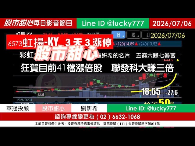 0706【甜心盤後節目】【玻璃＋高階載板核心供應鏈免費索取】狂賀目前累計41檔長輩股，發哥大賺三倍！彩虹飛揚．鵬程萬里，漲停是姸希的名片，五賺六發七暴富／諮詢專線變更為0266321068