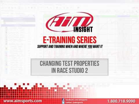 Changing Test Properties in Race Studio 2