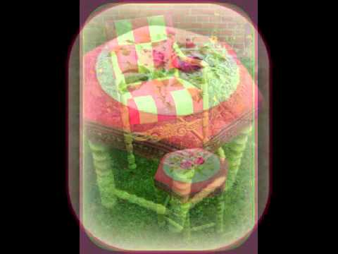 Collage Malerier og retro/Vintage Møbler. Natur-deko