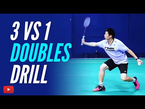 3 vs 1 Doubles Drill - Badminton Lessons from Coach Efendi Wijaya  English with Indonesian Subtitles