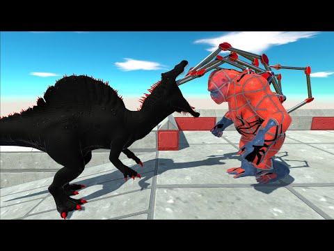 IRON SPIDERMAN GORO vs DARK SPINOSAURUS DEATH FALL - Animal Revolt Battle Simulator