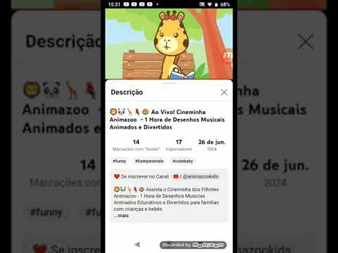 🦁🐼🦜🦒🐵 AO VIVO CINEMINHA ANIMAZOO 1 hora de Desenhos Musicais Animados Divertidos