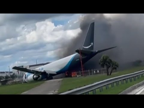Second pilot on Amazon cargo plane that overshot runway in Miami warned about speed, NTSB says