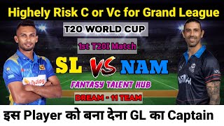 SL vs NAM Dream11 | t20 World cup 1st Match SL vs NAM Dream11 Prediction
