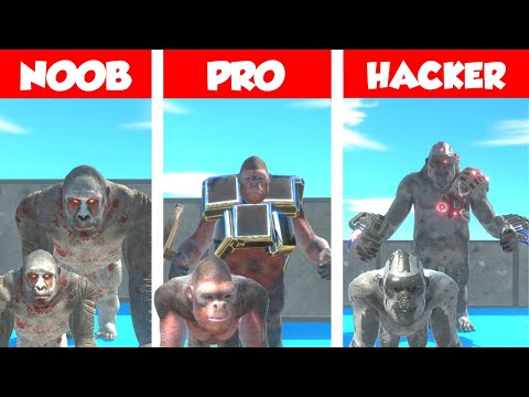 NOOB vs PRO vs HACKER - GORO DEATHRUN CHALLENGE IN ANIMAL REVOLT BATTLE SIMULATOR