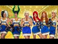 Cheerleader Team For Disney Princesses Elsa Ariel Rapunzel And Tiana With Maleficent Cruella