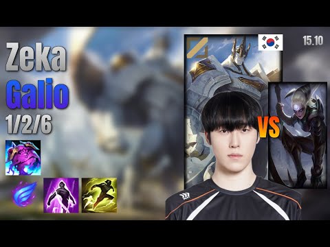 Zeka Mid Galio vs Diana lol KR solo rank Full Game 15.10 | 제카 갈리오 vs 다이애나