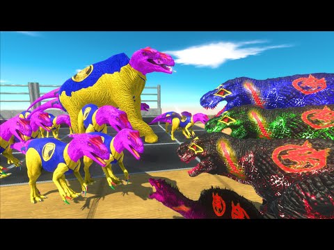 BLACK KNIGHT RANGER DINOSAURS VS THANOS ALLOSAURUS MOUNTAIN-Animal Revolt Battle Simulator
