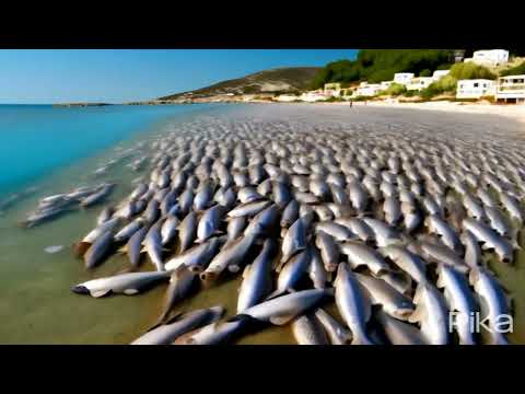 Hundreds of thousands of dead fish have washed up on the shores of Pagasitikos Gulf