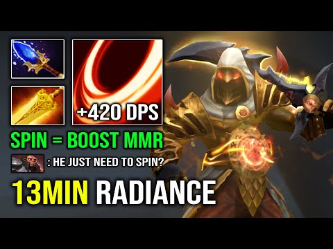 WTF 13Min Radiance Juggernaut +420 Burn Per Second with Spin to Win Boost MMR 7.32e Dota 2