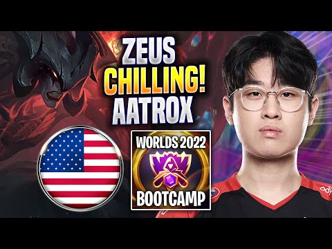ZEUS CHILLING WITH AATROX! - T1 Zeus Plays Aatrox TOP vs Cassiopeia! | Bootcamp 2022