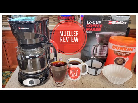 Mueller 12-Cup Drip Coffee Maker - Borosilicate Carafe, Auto-Off, Reusable Filter, Anti-Drip, Keep-Warm Function, Clear Water Level Window Coffee Machine, Kitchen Essentials & Accessories video review thumbnail