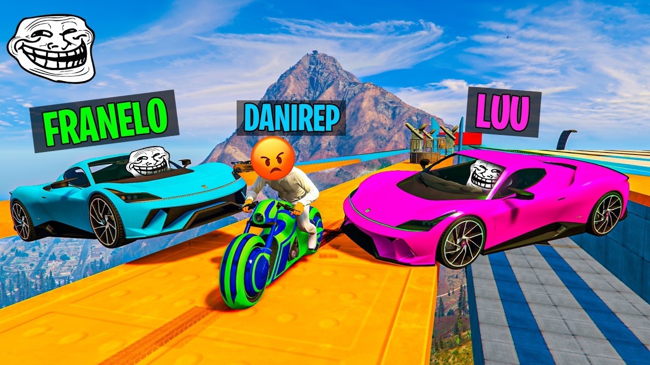 CORRE O TE ATROPELLO EN MOTO! FRANELO y LU ME TRITURAN!! - GTA 5 ONLINE