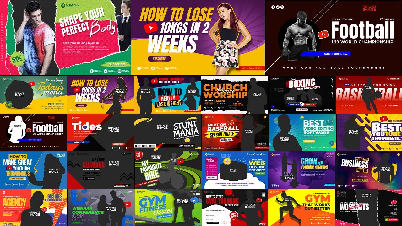 100+ Attractive YouTube Thumbnail Templates in PSD Part 1