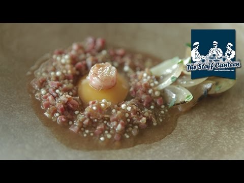 Three Michelin-starred chef Esben Holmboe Bang creates a lamb with charred onions dish.