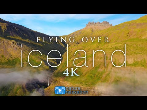 FLYING OVER ICELAND (4K) 1HR Ambient Drone Film + Music by Nature Relaxation™ for Stress Relief