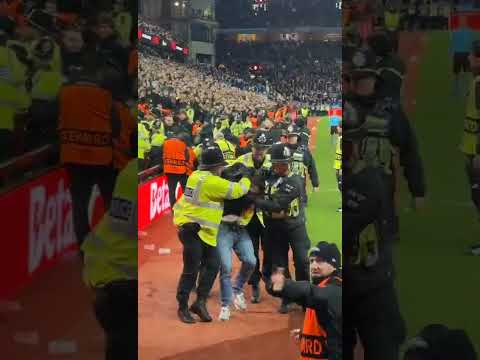 Scenes around Villa's Park in match of Aston villa Young Boys away fans bastard after Malen stunt