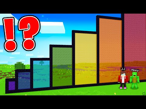 JJ and Mikey Built ALL SIZES PORTAL : Smallest vs Normal vs Giant PORTALS in Minecraft Maizen!