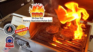 Awesome Seared Burgers! / PI-One Pro Battery Operated Portable Pellet Grill!