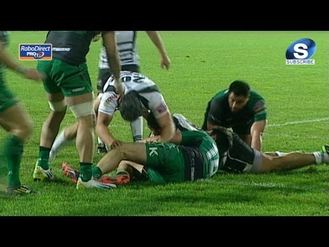 Samuela Vunisa dives low to score a Try - Zebre v Connacht 23rd February 2014
