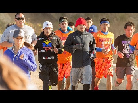 Manny Pacquiao continued his high intensity training with a mountain run