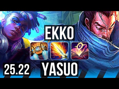 EKKO vs YASUO (MID) | 6 solo kills, 12/3/8 | EUW Master | 25.22