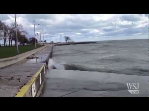 Sandy Brings Large Waves to Lake Michigan