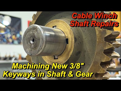 Machine New Keways in Winch Worm Gear & Shaft