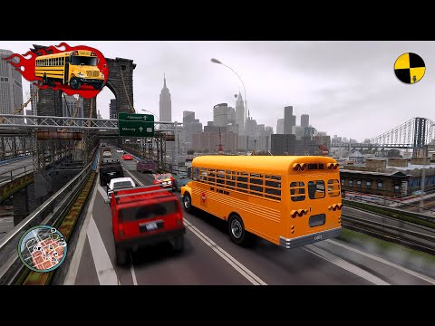 GTA 4 Crazy School Bus Crashes Ep.6