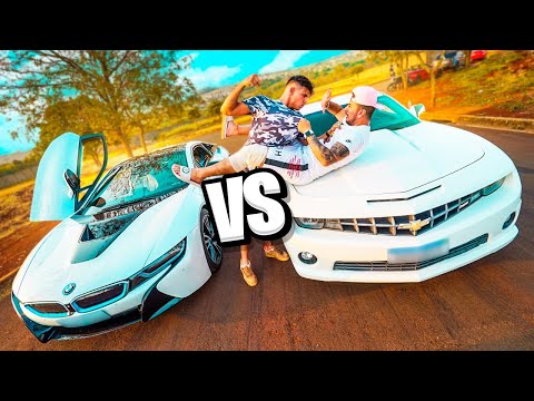 DESAFIEI O CAMARO PARA UM RACHA CONTRA MINHA BMW I8