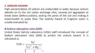 Criteria to Judge  The quality of Irrigation Water Lecture By Prof.P . V . Shinde