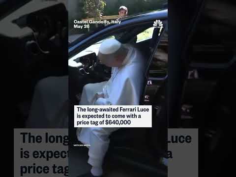 Pope Leo gets behind the wheel of Ferrari's first fully electric car