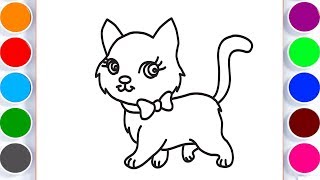 How to Draw Cat Coloring Pages for Kids Learn Colors with Baby