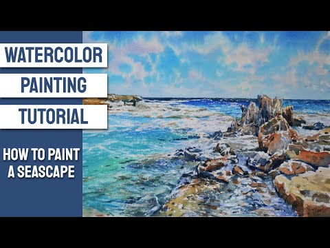 , title : 'WATERCOLOR  TUTORIAL - How to Paint a SEASCAPE with DRY BRUSH TECHNIQUE'