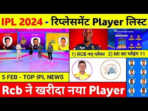 IPL 2024 - 10 Big News ( Mi Playing 11 2024, 2 Replacement, Kkr Openers, Rcb Good News, Dc, Csk )