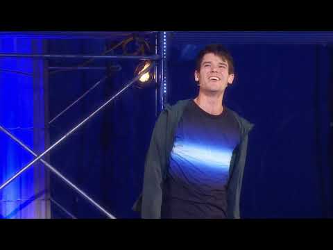 The Lightning Thief trailer thumbnail with stage action suggesting a quest scene