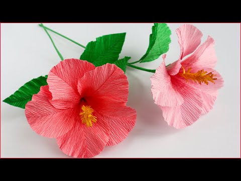 🌺Hibiscus Paper Flower🌺Crepe Paper Flower Making/HandMade