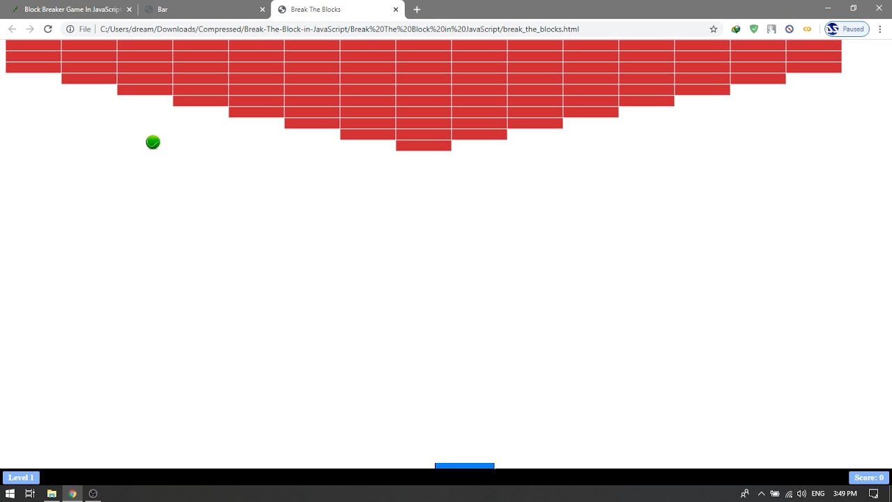 BLOCK BREAKER GAME IN JAVASCRIPT AND HTML5 WITH SOURCE CODE