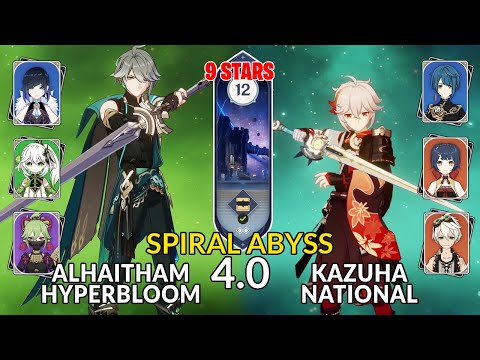 New 4.0 Spiral Abyss│Alhaitham Hyperbloom & Kazuha National |Floor 12 - 9 Stars| Genshin Impact