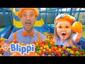 Blippi and Layla's Ball Pit Playtime at the Indoor Playground | Blippi - Learn Colors and Science